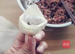 Illustration of how to make fresh meat wontons 7