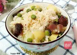 Illustration of how to make bacon braised rice 12