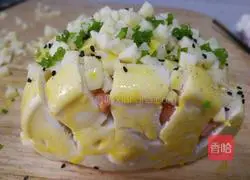 Illustration of how to make crispy steamed buns with cheese and ham 9