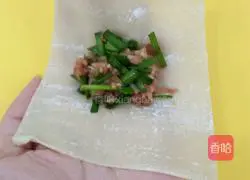 Illustration of how to make leek, egg and meat wontons 6