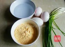 Illustration of how to make scallion cornmeal egg pancake 2