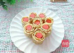 Illustration of how to make egg pancakes and ham sausages 11