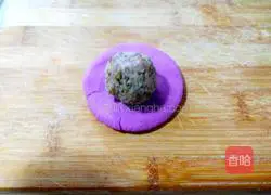 Illustration of how to make purple sweet potato glutinous rice cakes with bean paste 10
