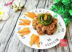 Illustration of how to make green pepper and shredded pork fried rice 12