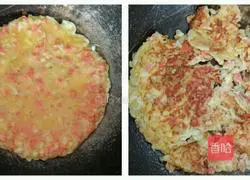 Onion, Ham and Egg Pancakes Illustration of how to do it 6