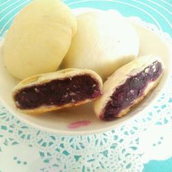 White red bean and purple potato cake