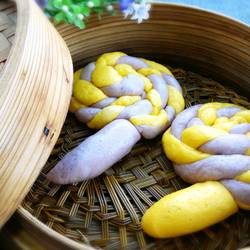 Pumpkin and Purple Sweet Potato Lollipop Steamed Buns