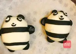 Illustration of how to make panda steamed buns 12