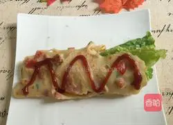 Illustration of how to make cherry tomatoes, eggs, ham, sausage, lettuce wraps 12