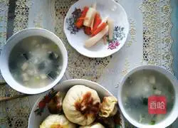 Illustration of breakfast preserved egg porridge + fried buns 7