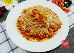 Illustration of tomato and duck egg noodles 13