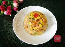 Illustration of how to make corn and ham fried rice 9