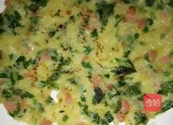 Illustration of how to make ham, vegetable and egg pancakes 6