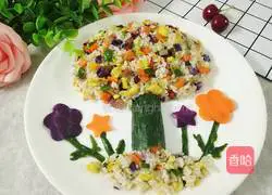 Illustration of how to make big tree fried rice 15