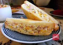 Eggs and ham Illustration of how to make a sandwich 7