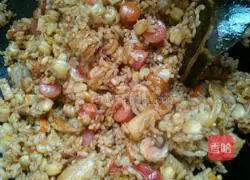 Illustration of how to make fried rice with assorted meatballs 10