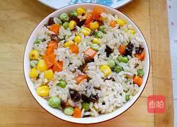 Illustration of how to make sunflower egg fried rice 7