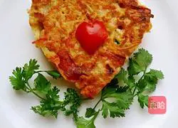 Illustration of how to make ham, potato and tomato cake 11