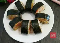 Illustration of how to make seaweed fried rice 14