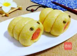 Caterpillar ham sausage Illustration of how to make steamed buns 14
