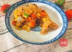 Illustration of how to make dragon fruit fried rice 14