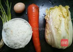 Illustration of how to make carrot, cabbage and egg fried rice 1