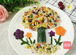 Illustration of how to make big tree fried rice 2