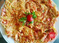 Illustration of how to make ham, potato and tomato cake 10