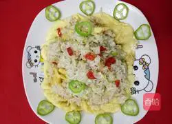 Illustration of how to make cabbage and egg fried rice 8