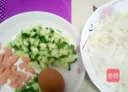 Illustration of how to make ham fried rice 1