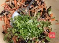 Illustration of how to make minced pork and three shredded spring cakes (mix the noodles yourself) 7