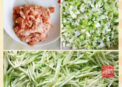 Illustration of how to make dumplings with loofah stuffing 1