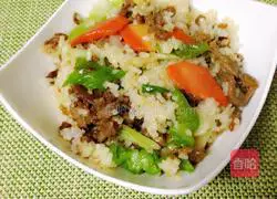 Illustration of how to make fried rice with mutton and green onion 8