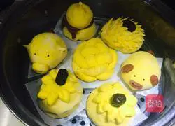 Illustration of how to make steamed buns with pumpkin and bean paste 10