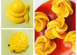 Illustration of how to make pumpkin flower steamed buns 6