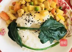 Illustration of how to make curry chicken rice 7