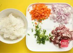 Illustration of how to make mutton fried rice 1