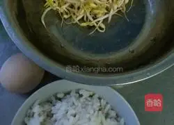 Illustration of how to make mung bean sprouts and egg fried rice 1