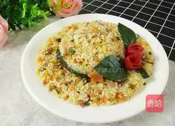 Illustration of how to make small straw hat egg fried rice 1