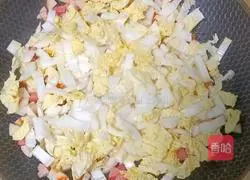 Illustration of how to make fried rice with baby cabbage and meatballs 6