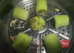 Green juice steamed buns Illustration of how to do it 16