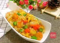 Illustration of how to make fried rice with crab meat, sticks and eggs 9