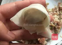 Illustration of how to make pork and green onion wontons 7