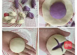 Illustration of how to make purple sweet potato buns with flowers 4