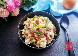 Illustration of how to make sausage fried rice 1