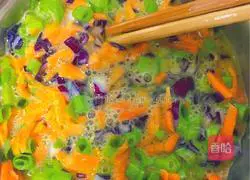 Three vegetables Egg pancake recipe 3