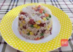 Illustration of how to make assorted fried rice with sausage and shrimp 11