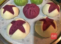 Illustration of how to make purple potato blossom steamed buns 15