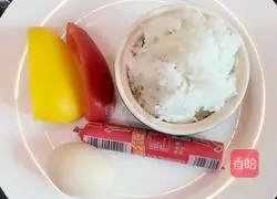 Three-color Illustration of how to make fried rice 1