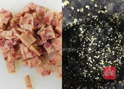 Illustration of how to make salted duck egg and meat floss fried rice 2